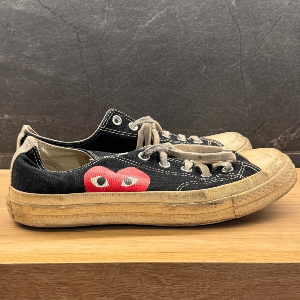 Converse Chuck 70 CDG Sneakers Mens 8 Black Play Comme des Garcons Heart *FLAW - Picture 4 of 13